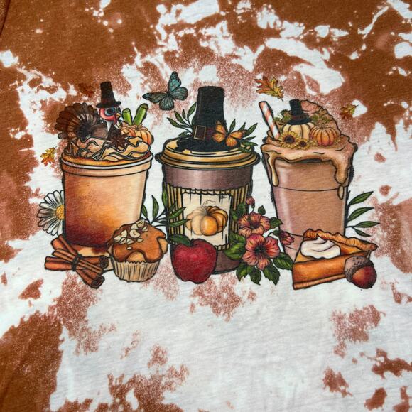 Fall Brown Bleached Coffee Tee Large - Picture 1 of 6